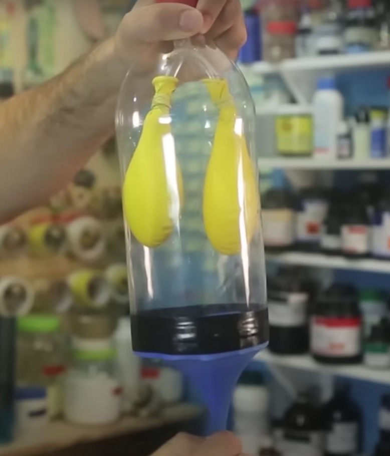 Pulmão artificial na garrafa